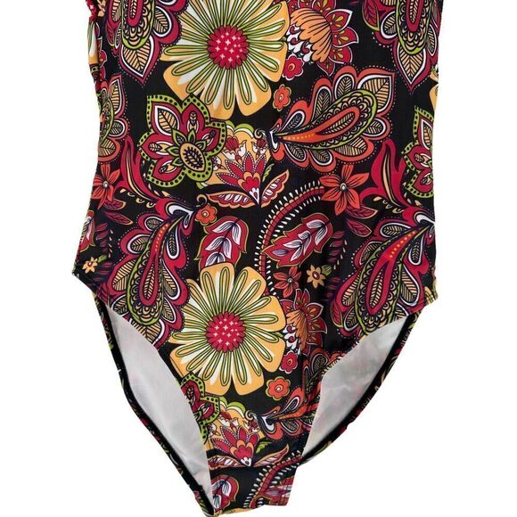 Nicole Miller Swimsuit One Piece Size M NEW Paisley Floral Bohemian Multicolor - Picture 3 of 9